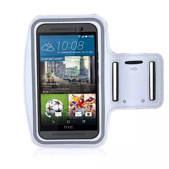 HTC One M9 White Sports Fitness Running Armband Tie Adjustable