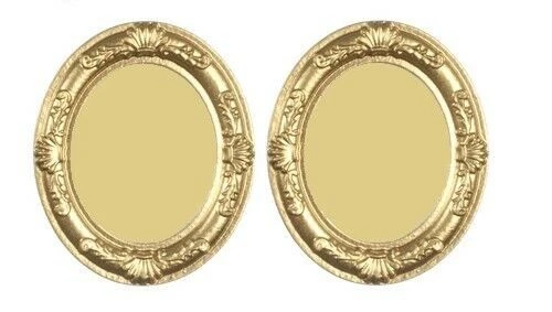 Dollhouse Victorian Oval Mirror – Gold Ornate Frame Miniature Wall Accessory 1:12 Scale - View #9
