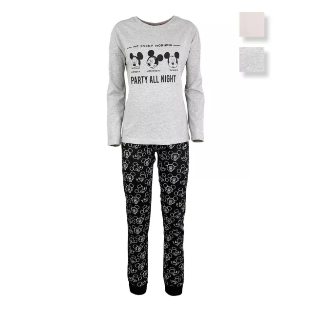 Pigiama lungo donna Disney Mickey Mouse maglia pantalone ragazza in cotone 4846