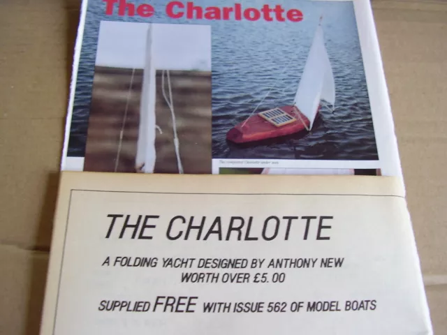 Original Model Boat Plans The Charlotte Folding Yacht R/C  Free Uk Post