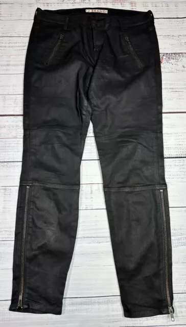 J. Brand Agnes Black Coated Skinny Jeans Stealth Zipped Ankle Women's Sz 30