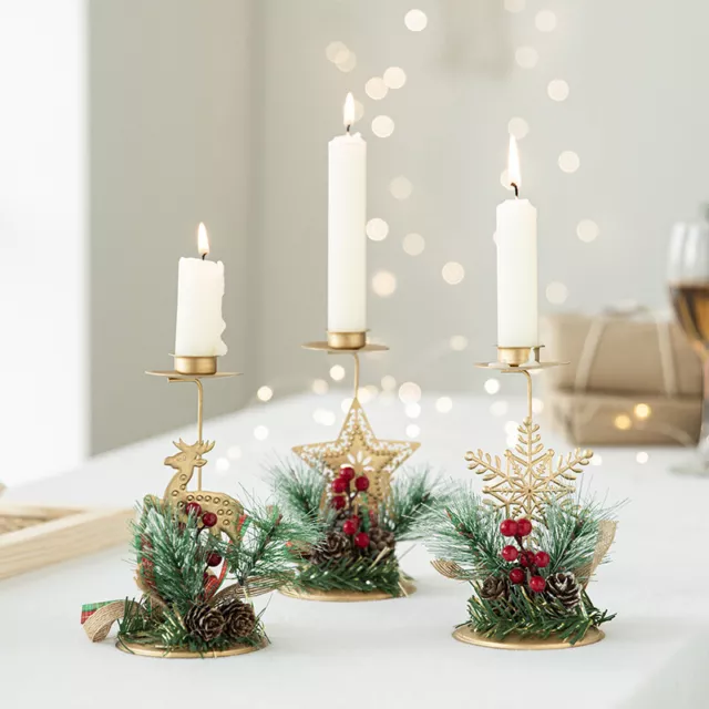 Christmas Gold Iron Candle Holder Candlestick Home Party Table Decoration