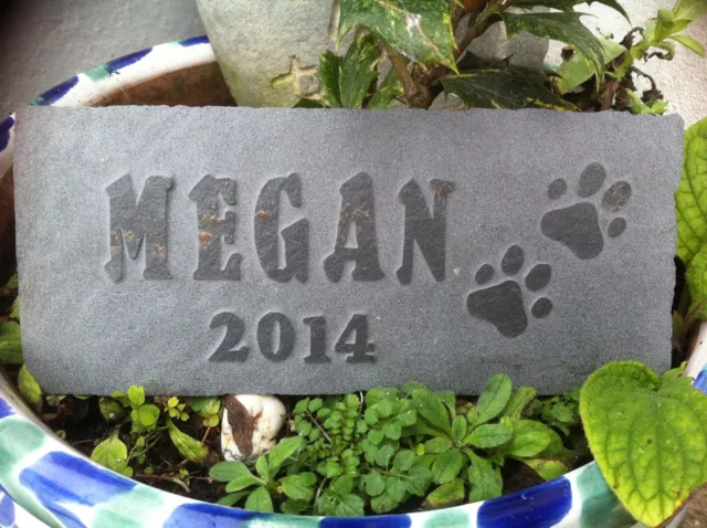 Cat Dog Pet memorial garden plaque, marker, Hand Carved into slate