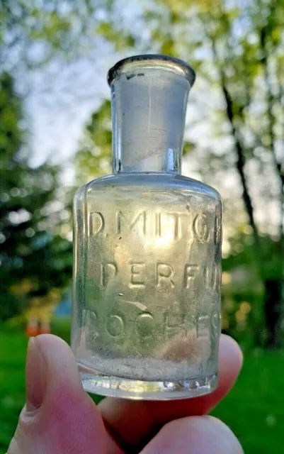 Rare c1860's Antique D. Mitchell Perfumer Rochester Pontil Era Perfume Bottle