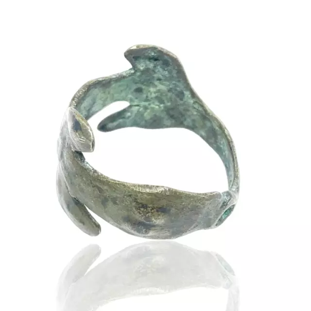 Vintage Antique Ancient Roman Old Bronze Twisted Rare Snake Serpent Ring Circa