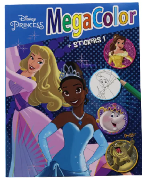 Malbuch PRINCESS Disney Mega Color DIN A4 mit 120 Malvorlagen + 25 Sticker NEU