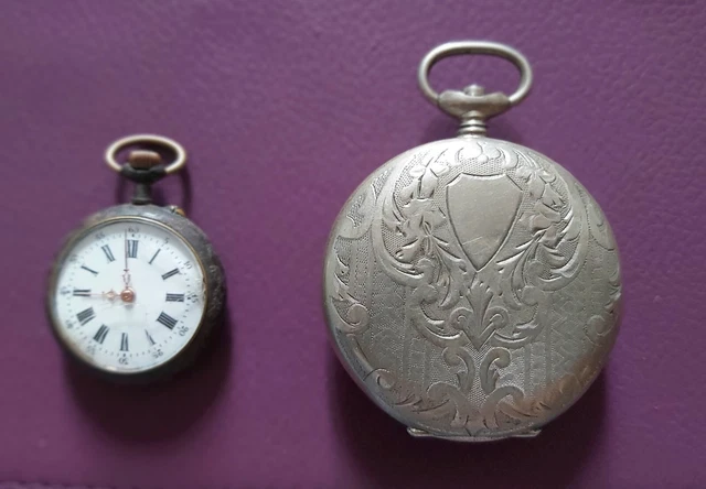 2 Montres Gousset Hebdomas 8 Jours - Mécanique à Remontage Manuel - À Restaurer Ou Pour Pièces