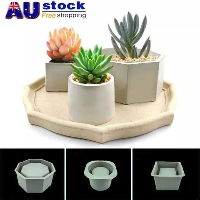3D DIY Silicone Concrete Mold Succulent Plant Flower Pot Cement Vase Mould Craft