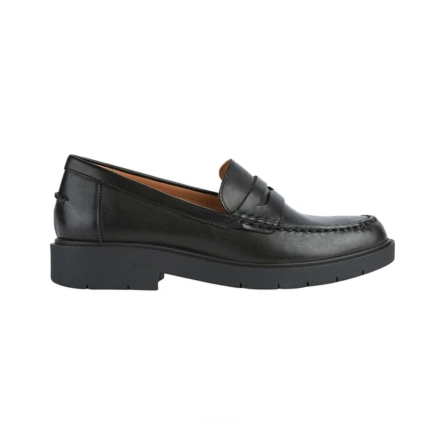 Geox Chaussures pour Femmes Mocassins en Cuir Spherica Hiver Noir College Casual