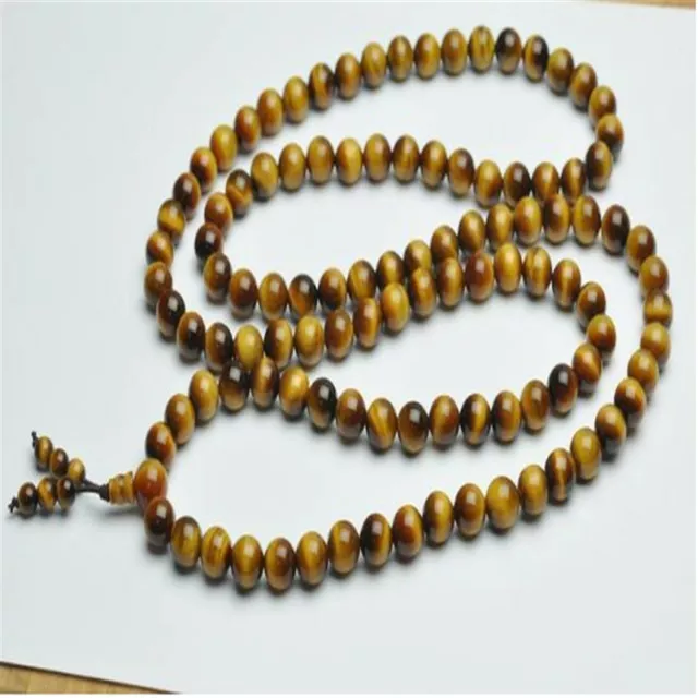8mm tiger's-eye 108 Buddha Beads Bracelet yoga Lucky Bless Buddhism energy