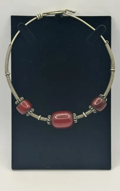 Vintage Art Deco Red/cherry Bakelite Choker Necklace 44 gr #4