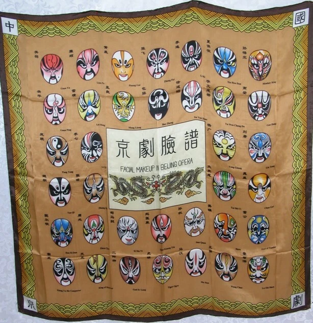 New Charmeuse Silk Scarf Shawl Beijing Opera Face Mask