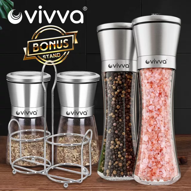 Vivva Salt and Pepper Grinders Stainless Steel Ceramic Mills/Oil Sprayer Kitchen