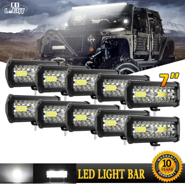 10X LED Work Light Bar Flood Spot Lights Driving Lamp Offroad Car Truck SUV 12V