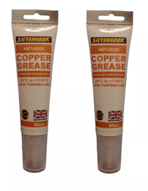 2 x Silverhook Copper Grease Slip 80ml High Temperature Anti Seize & Corrosion