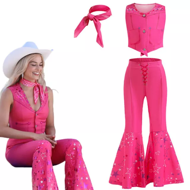 Barbie Mädchen Rosa Weste Hose Schal Cowgirl Outfit Karneval Rollenspielkostüme