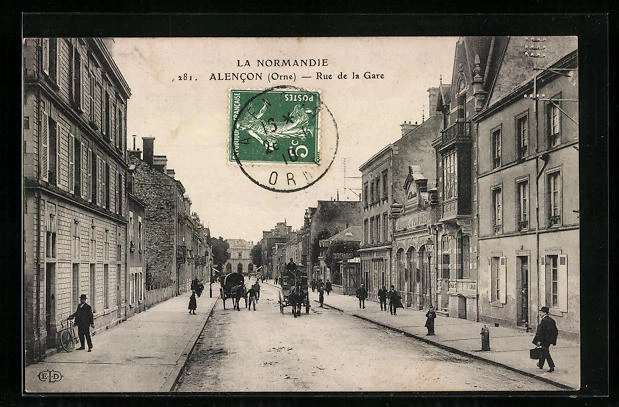 CPA Alencon, La Normandie, Rue de la Gare, street view 1910