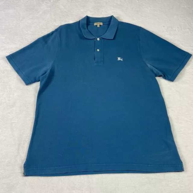 Burberry London Polo Size XL Men’s Classic Fit Blue Cotton Nova Check Lined