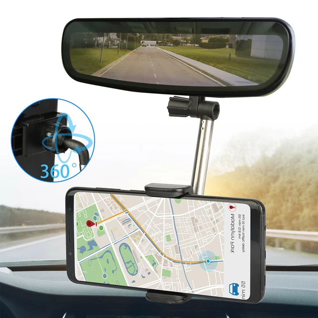 Mount Holder Stand Cradle For Cell Phone GPS 360° Car Rear View Mirror Universal