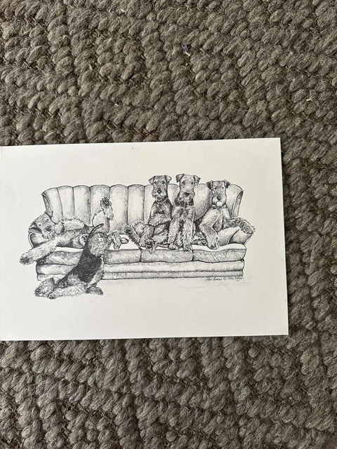 AIREDALE TERRIER vintage RAGTAIL ANNIE CURRAN PRINT 1992
