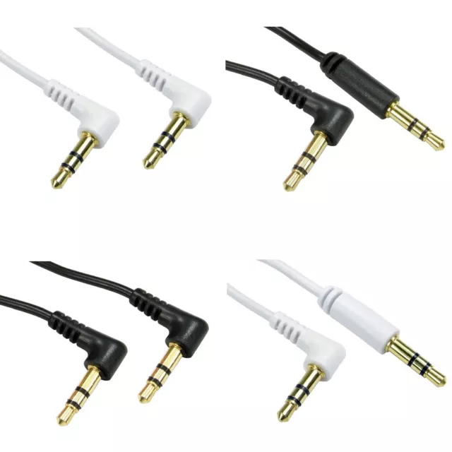 Right Angle Aux Headphone Cable Audio Lead 3.5mm Jack Male to Male For PC Car