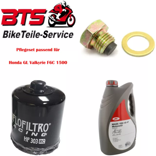 Sparset 4L Öl, Filter, Ablassschraube passend für Honda GL Valkyrie F6C 1500 79