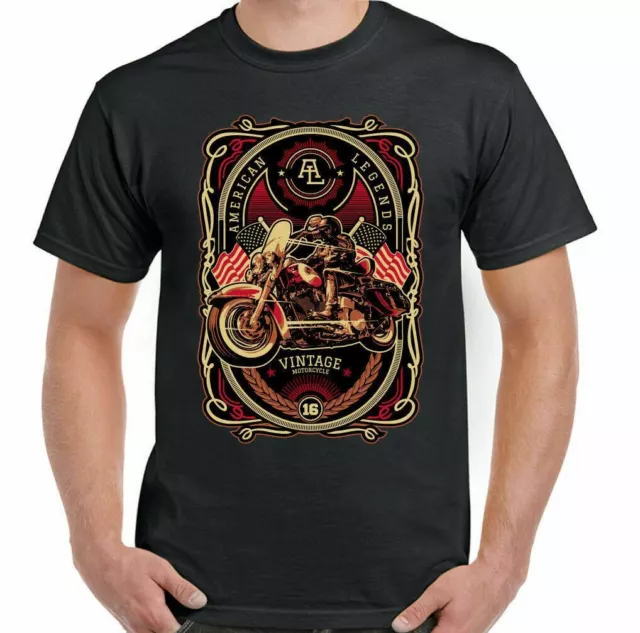 Moto T-Shirt Moto American Legends Vintage da Uomo Indiano Bandiera