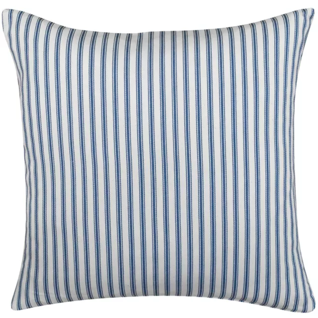 Marineblaues Ticking Streifenkissen. Nautisch inspiriertes Design. 17x17" quadratisch