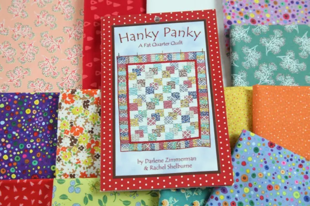 Kit de edredón Hanky Panky telas brillantes fáciles coloridas patrón 52"" x 62"" + respaldo