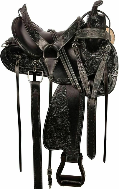 Selle Western Barrel Racing En Cuir Sans Arbres - Taille 14 à 18 Pouces - Fait Main