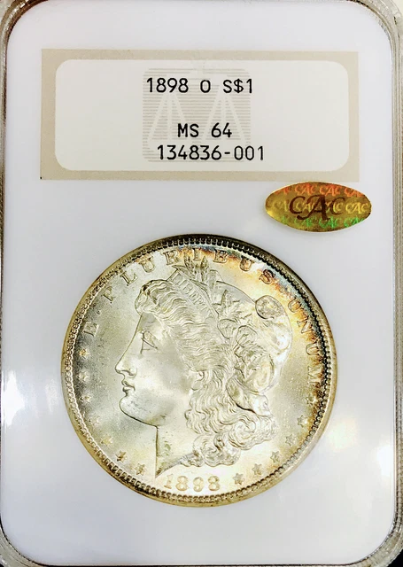 1898 O Morgan Dollar Gold Cac! Rare Engraved Back Ngc With Gold Cac! #Bin495
