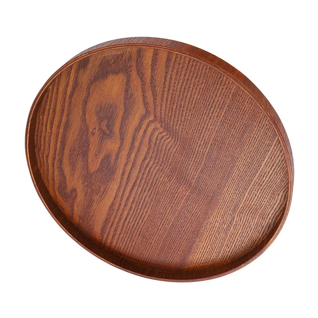 Plateau De Service Rond En Bambou Avec Poignées - Plateau De Service En