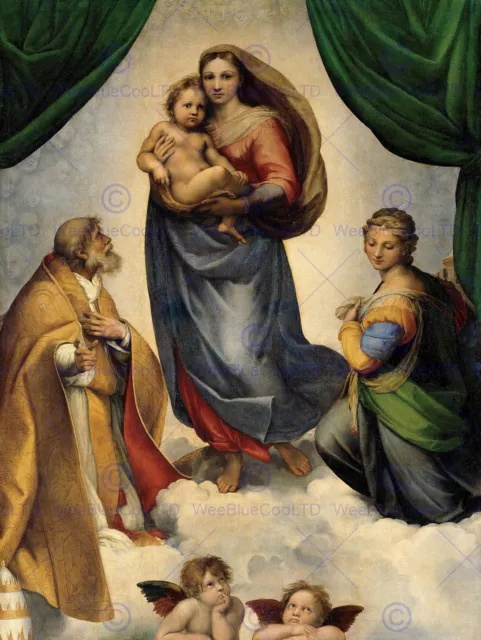 Raphael Sistine Madonna Old Master Art Painting Print Poster 2608Om