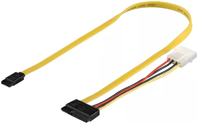 0,5m SATA Câble 2x Fiche L + Adaptateur Secteur #d127