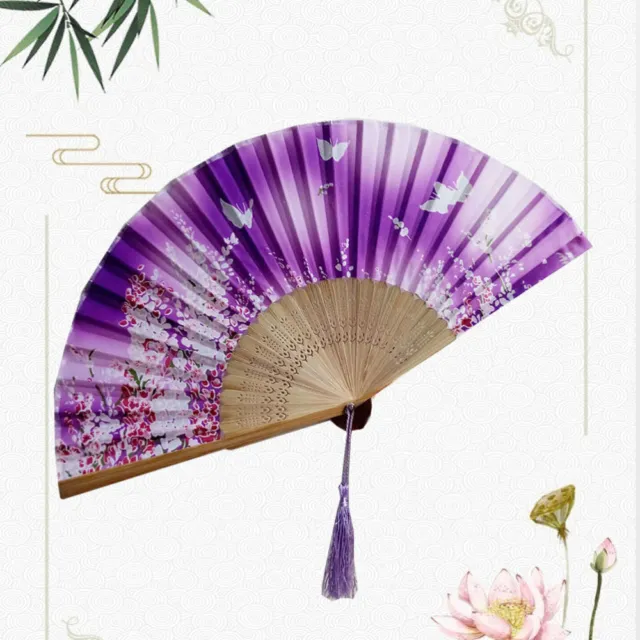 Ventola pieghevole telaio bambù ventilatore cinese per ragazze ornamento donna