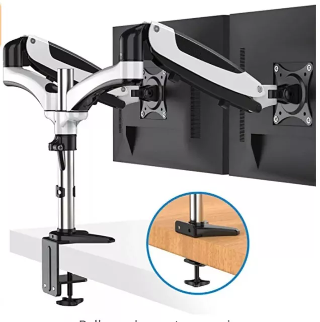 HUANUO Dual Monitor Stand Riser Height Adjustable Gas Spring Dual Desk Mount  WE