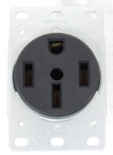 Pass & Seymour Heavy Duty NEMA 14-50R 50A Flush Mount Receptacle For Ranges