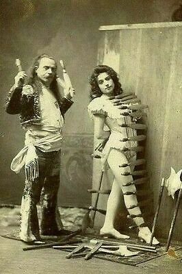 Antique Circus Knife Thrower Photo 1084b Odd Strange & Bizarre