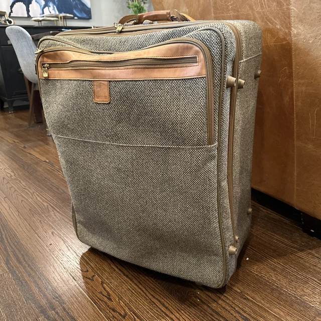 Hartmann Tweed & Leather Rolling Wheeled 28”Luggage Suitcase Large Checked - VGC
