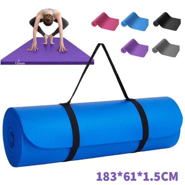 EXTRA THICK YOGA Mat Gym Fitness Workout Non Slip Exercise Carry