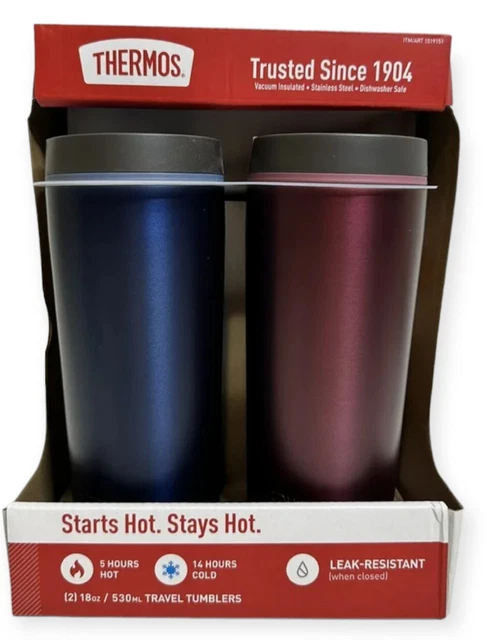 2 Pack Thermos Vacuum Stainless Steel Hot/Cold Travel Coffee Cups NEW! Giftable