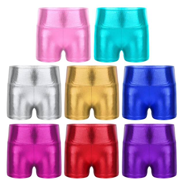 Pantaloncini da ginnastica metallizzati ragazza ginnastica danza pantaloncini sport pantaloni corti hot pants