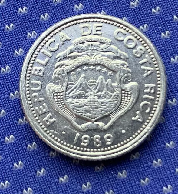 1989 Costa Rica 25 Centimos Coin AU  ( Cool Micro Coin )      #X335