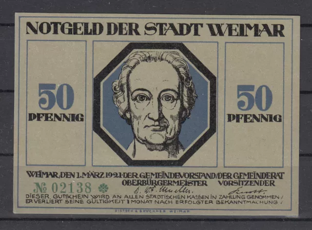 Weimar- Stadt - 50Pf - Lindman 1362.b.13  - Mehl 1398.5d - No KN grün