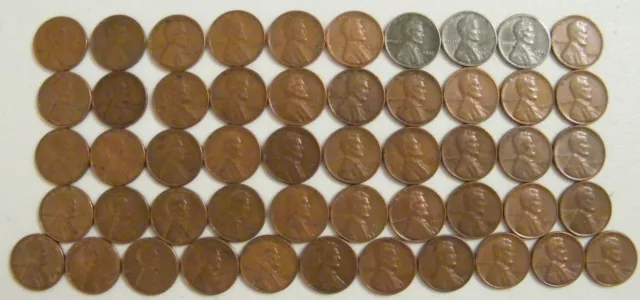 Complete set 1941-1958 PDS Lincoln Wheat Penny Cent Set 51 Coins US Mint