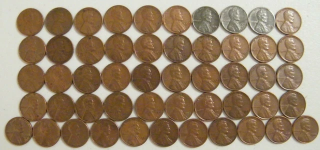 Complete set 1941-1958 PDS Lincoln Wheat Penny Cent Set 51 Coins US Mint