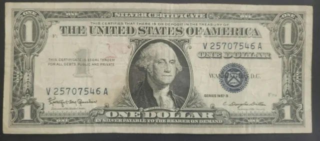 CA-027 * 1957 B Series * ONE DOLLAR * $1 * Silver Certificate * Blue Seal Note