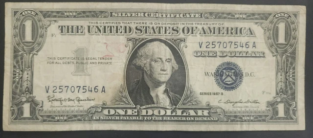 CA-027 * 1957 B Series * ONE DOLLAR * $1 * Silver Certificate * Blue Seal Note