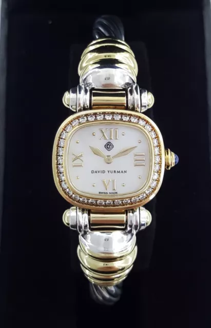 David Yurman Cable 18K Yellow Gold & Silver Diamond Swiss Watch 20mm