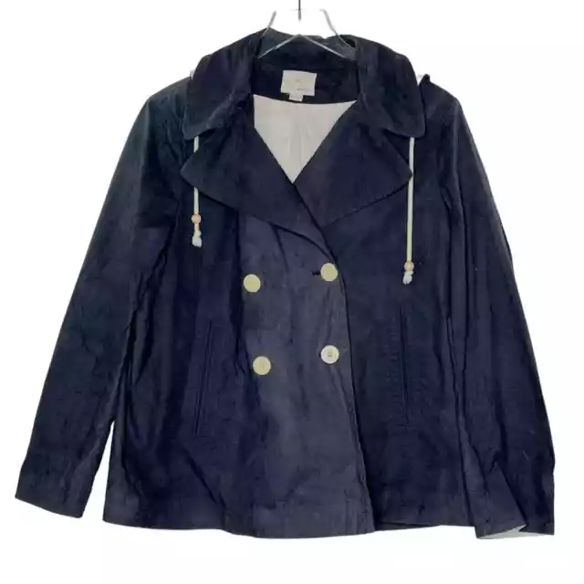 Boy. Band of Outsiders L Navy Double Breasted Hooded A-Line Coat